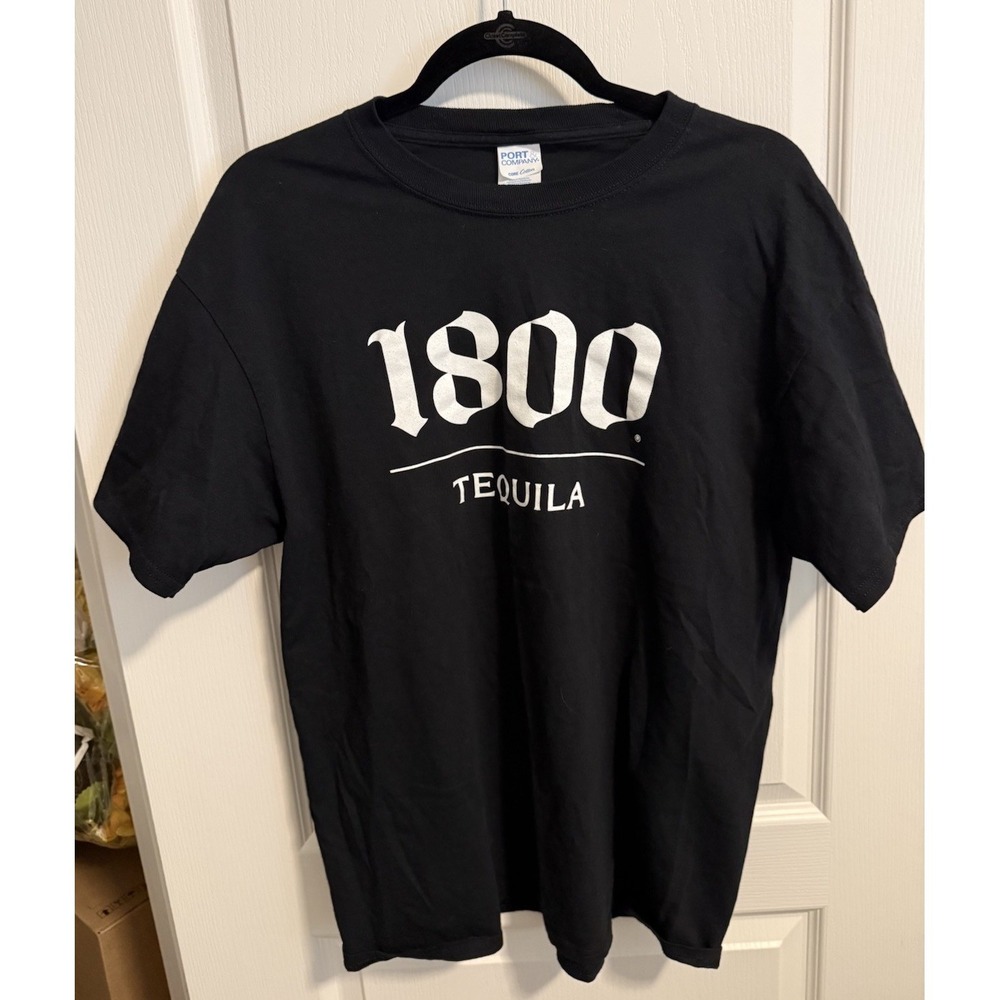 Port & Company 1800 Tequila Graphic T-Shirt Mens Large Black Short Sleeve Tee